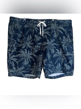 Polo Ralph Lauren Navy Palm Leaf Elastic Waist Drawstring Shorts NWT Sz 3XB